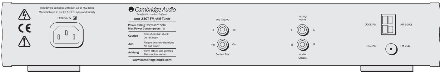 CAMBRIDGE AUDIO AZUR 340T - REAR PANEL CONNECTIONS - 1