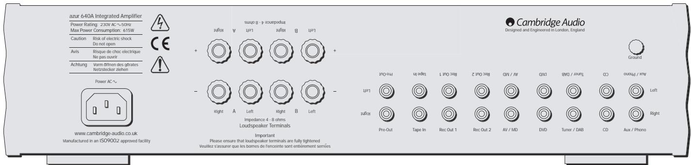 CAMBRIDGE AUDIO AZUR 540A - ANSCHLUSSE AUF DER GERÄTERÜCKSEITE - 1