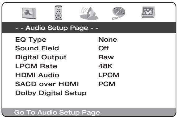 CAMBRIDGE AUDIO DVD99 - Page de configuration audio - 1