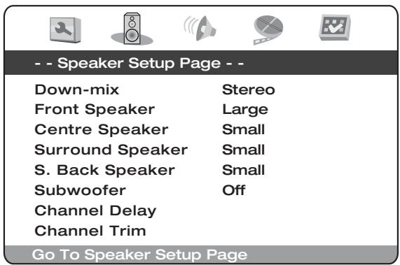 CAMBRIDGE AUDIO DVD99 - Page de configuration des haut-parleurs - 1