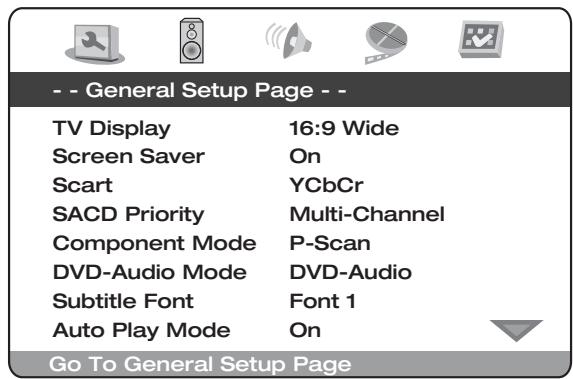 CAMBRIDGE AUDIO DVD99 - Page de configuration générale - 1
