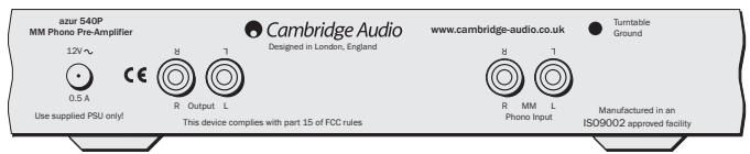 CAMBRIDGE AUDIO AZUR 640P - Raccordements du panneau arrière - 1