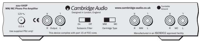 CAMBRIDGE AUDIO AZUR 640P - Raccordements du panneau arrière - 2