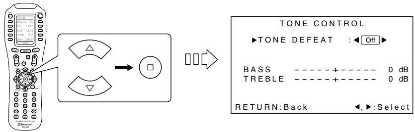 SHERWOOD R-963 - When selecting the TONE CONTROL - 2