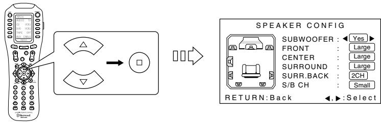 SHERWOOD R-963 - When selecting the SPEAKER CONFIG - 2