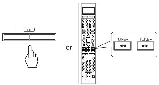 SHERWOOD R-772 - Press the TUNING UP (+) /DOWN(-) buttons for more than 0.5 second. - 1