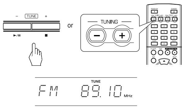SHERWOOD RD-6503 - Press the TUNING UP (+) /DOWN(-) buttons for more than 0.5 second. - 1