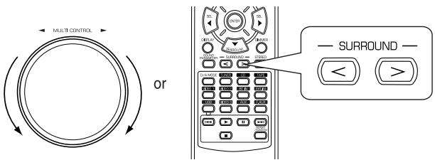 SHERWOOD RD-6503 - Select the desired surround mode (when selecting the manual surround mode in case of CD,VIDEO 1 ~ 2) - 1