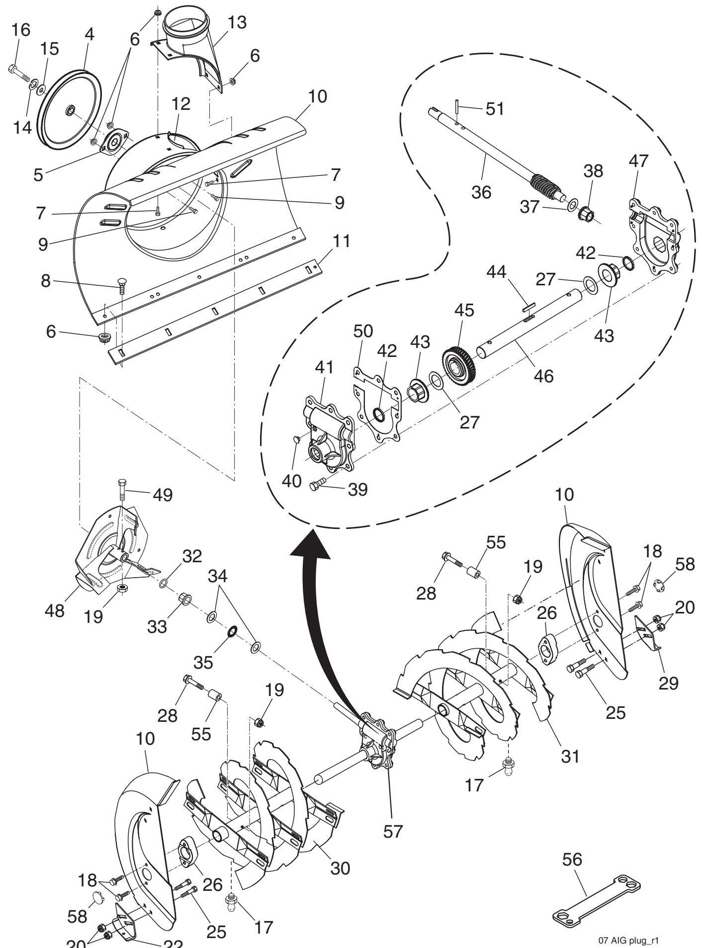 POULAN PRO 961980018 - AUGER HOUSING / IMPELLER ASSEMBLY - 1