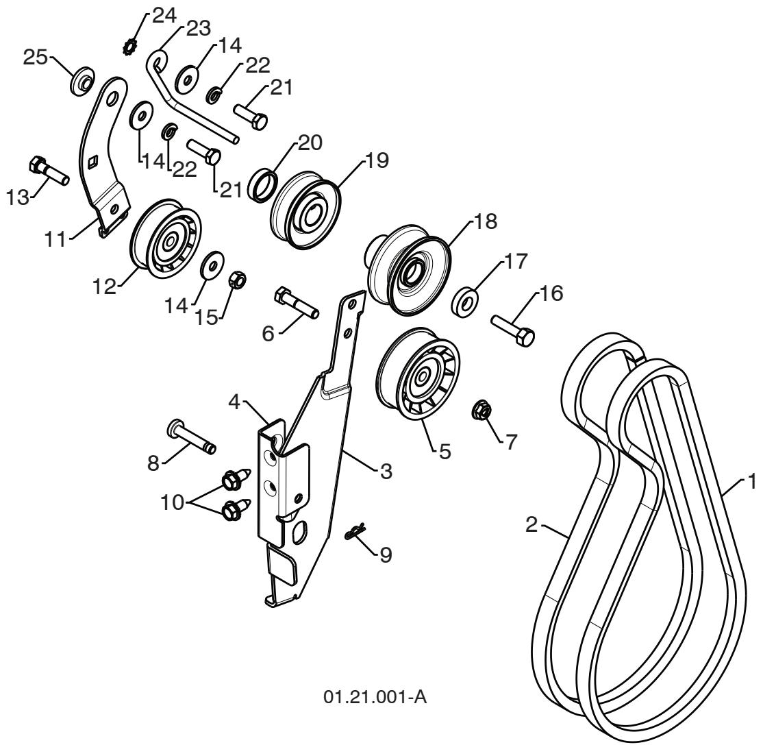 POULAN PRO PP208E24 - CHASSIS / ENGINE / PULLEYS - 5