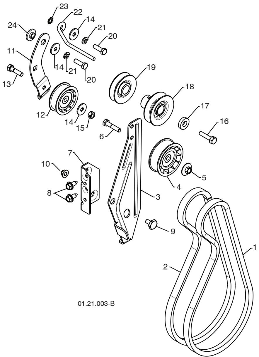 POULAN PRO XT XT824ES - CHASSIS / ENGINE / PULLEYS - 5