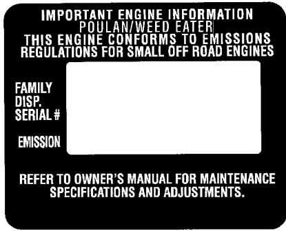 POULAN 3050 - U.S. EPA/ENVIRONMENT CANADA EMISSION CONTROL WARRANTY STATEMENT - 1