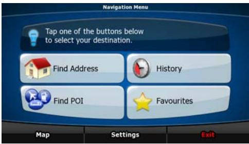 ZENEC ZE-NA2000N - STARTUP SCREEN: THE NAVIGATION MENU - 1