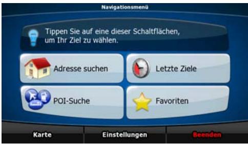 ZENEC ZE-NA2000N - STARTSEITE: DAS NAVIGATIONSMENU - 1