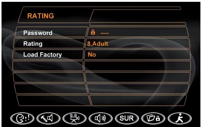 ZENEC ZE-MC192 - RATING (PARENTAL LOCK) MENU - 1