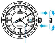 SEIKO 4F56 - To use the 24-hour hand as a dual time hand (same procedure): - 3