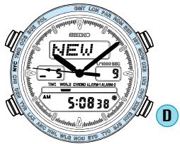 SEIKO H022 - Ex.: Time of New York is transferred to TIME/CALENDAR mode: - 1