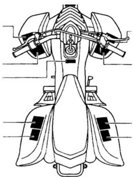 GAS GAS K2 QUAD 110 - LOCATION OF THE WARNING AND SPECIFICATION LABELS - 1