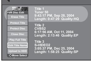 MUSTEK DVD-R580 - Editing Titles in the Title Menu - continued - 1