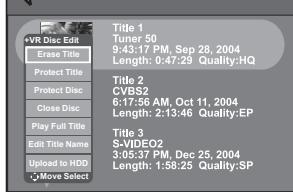 MUSTEK DVD-R580 - Editing Titles in the Title Menu - 1