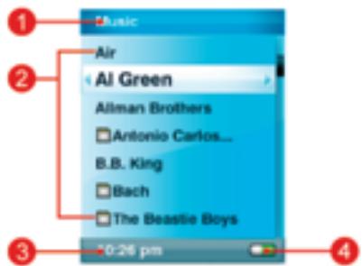 SANDISK SANSA E200 - Music Screen Features - 1