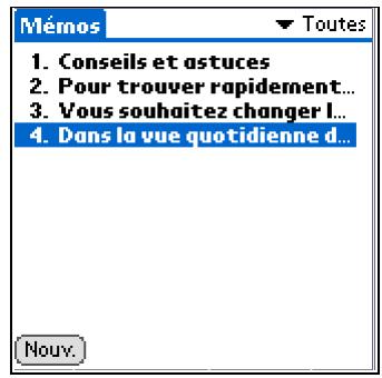 PALM LIFEDRIVE - Déplacement de mémos dans votre liste de mémos - 1