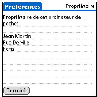 PALM LIFEDRIVE - Saisie de vos informations de propriétaire - 1