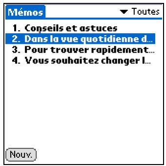 PALM LIFEDRIVE - Déplacement de mémos dans votre liste de mémos - 2