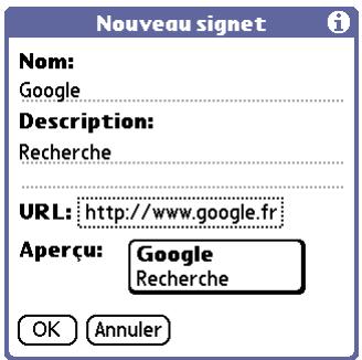 PALM LIFEDRIVE - Ajout d'un signet - 1