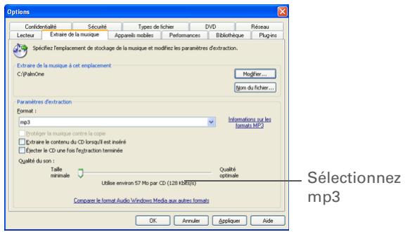 PALM LIFEDRIVE - Configuration de windows media player pour la lecture de fichiers MP3 - 2