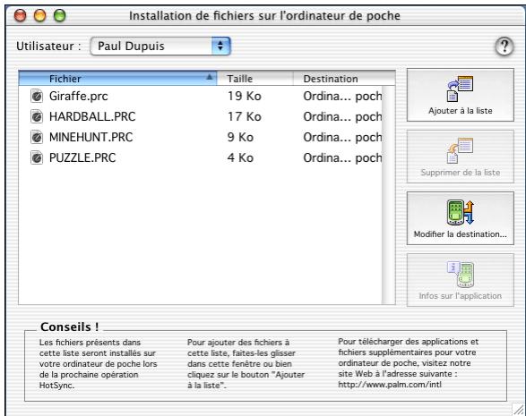 PALM LIFEDRIVE - Utilisation de commandes dans le menu hotSync - 2