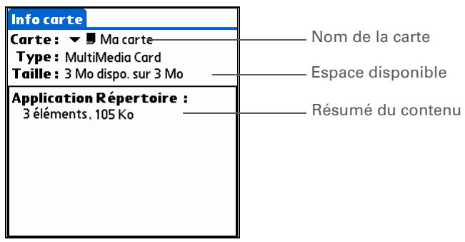 PALM LIFEDRIVE - Affichage des informations relatives aux cartes - 1