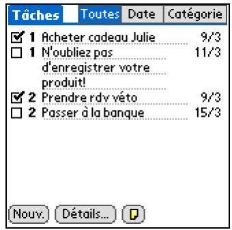 PALM LIFEDRIVE - Dans la liste des tâches, sélectionnez l'une des options suivantes : - 1