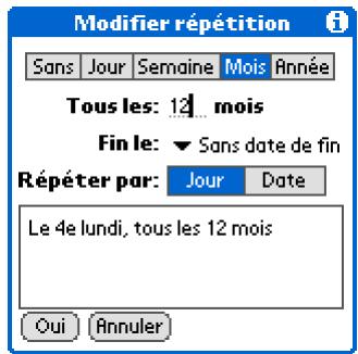 PALM LIFEDRIVE - Planification d'un événement répété - intervalle inhabituel - 3