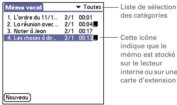 PALM LIFEDRIVE - Enregistrement d'un mémo vocal à un autre emplacement - 1