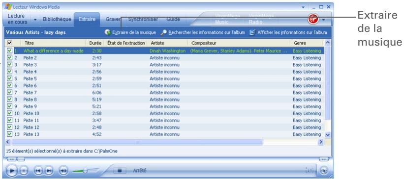 PALM LIFEDRIVE - Transfert des fichiers audio d'un CD sur votre périphérique via windows media player - 1