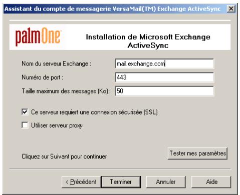 PALM LIFEDRIVE - Paramétrage d'un compte microsoft exchange activesync sur votre ordinateur - 3