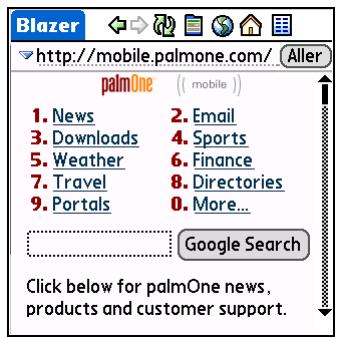 PALM LIFEDRIVE - Accès à une page web à l'aide de la barre d'action - 2
