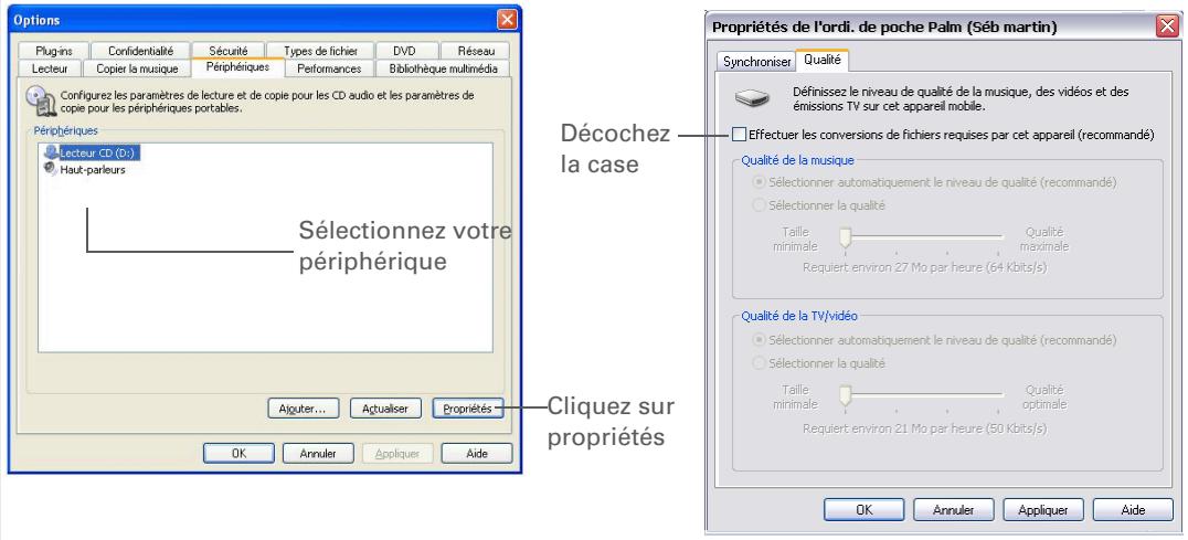PALM LIFEDRIVE - Configuration de windows media player pour la lecture de fichiers MP3 - 3
