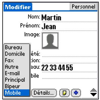 PALM LIFEDRIVE - Sélection des types de champs de contact - 3