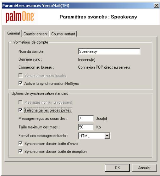 PALM LIFEDRIVE - Saisie de paramètres de compte avancées sur votre ordinateur - 1