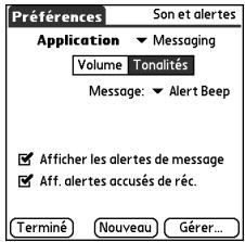 PALM TREO 650 - Sélection des tonalités d'alerte - 2