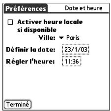 PALM TREO 650 - Configuration de la date et l'heure - 1