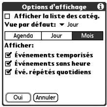 PALM TREO 650 - Personnalisation des options d'affichage de votre calendrier - 3