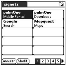 PALM TREO 650 - Affichage de signets ou de pages enregistrées - 3