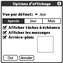 PALM TREO 650 - Personnalisation des options d'affichage de votre calendrier - 1