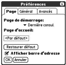 PALM TREO 650 - Personnalisation des paramètres de votre navigateur web - 1