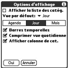 PALM TREO 650 - Personnalisation des options d'affichage de votre calendrier - 2