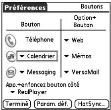 PALM TREO 650 - Définition des préférences des boutons - 1