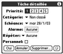 PALM TREO 650 - Définition de la priorité de la tâche, de l'échéance et autres détails - 1